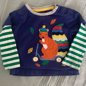 Baby Boden Long Sleeve Squirrel Shirt 6-9mo